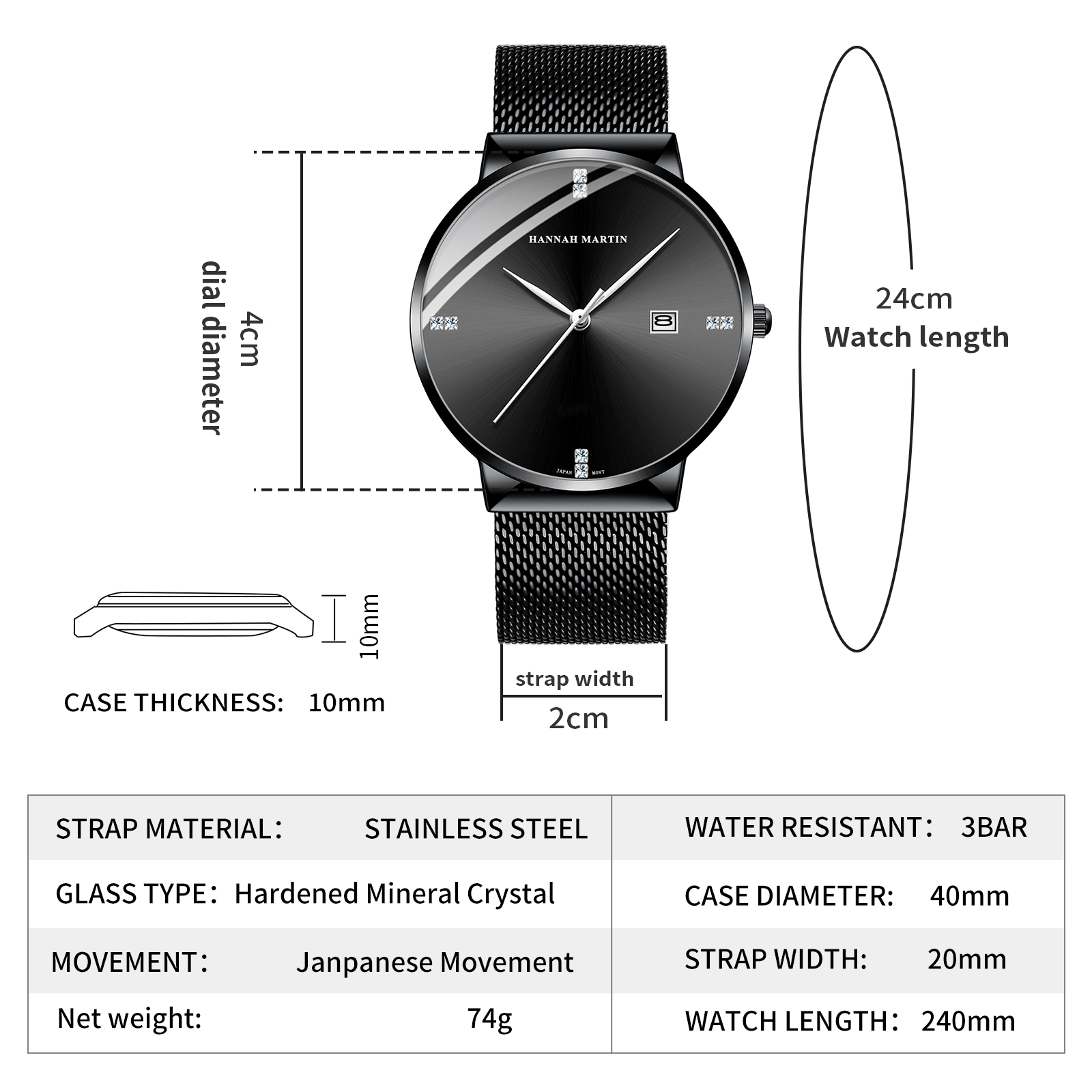 HANNAH MARTIN Men Watch Stainl - Luxury Watch Top 10 评论和价格